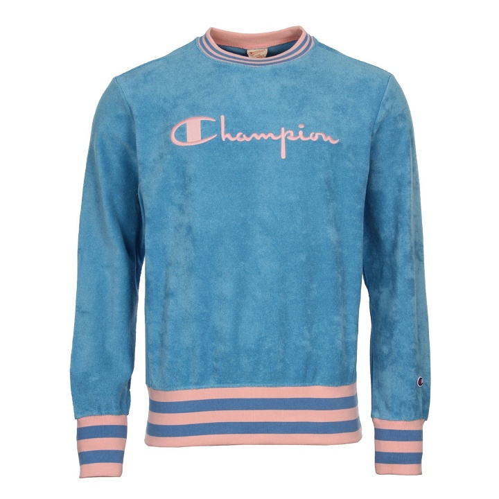Photo: Towelling Sweatshirt - Blue / Pink