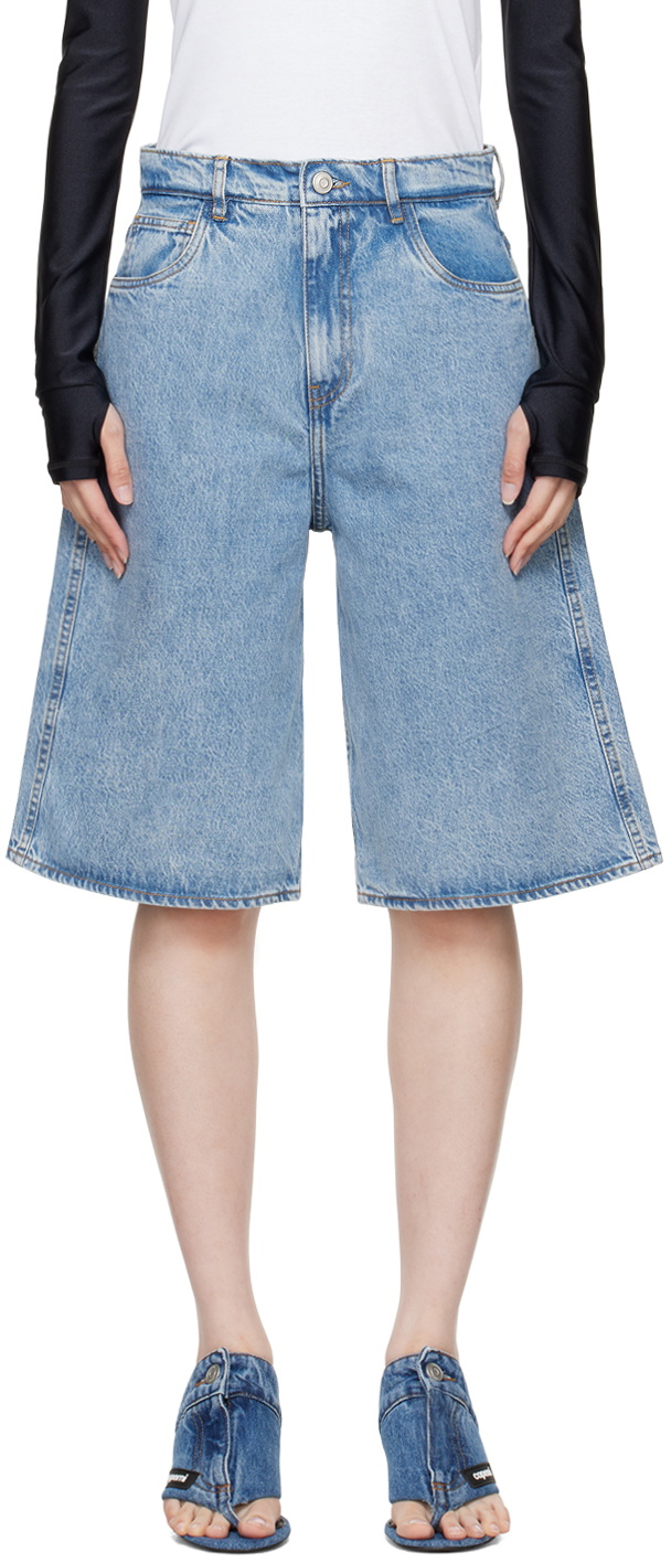Coperni Blue Faded Denim Shorts