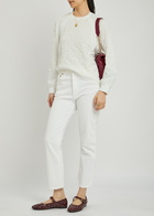 High Radiate Floral-embossed Stretch-jersey top White