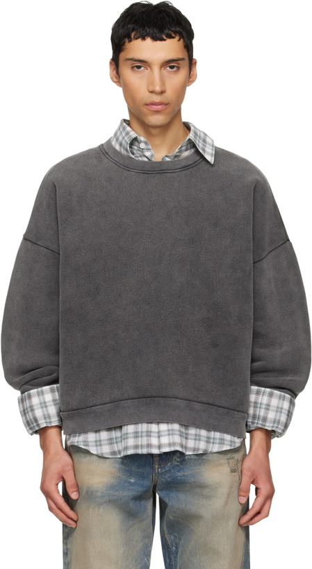 Photo: Acne Studios Gray Sweater Logo Patch Sweatshirt