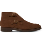 George Cleverley - Fry Suede Monk-Strap Boots - Brown