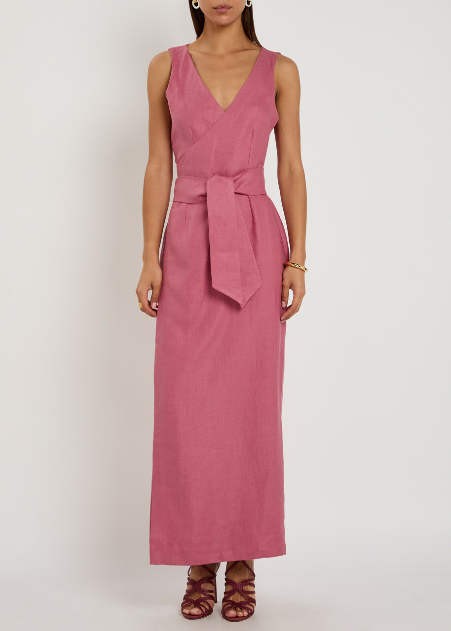 Giuliva Heritage Lyra Linen Maxi Wrap Dress Pink