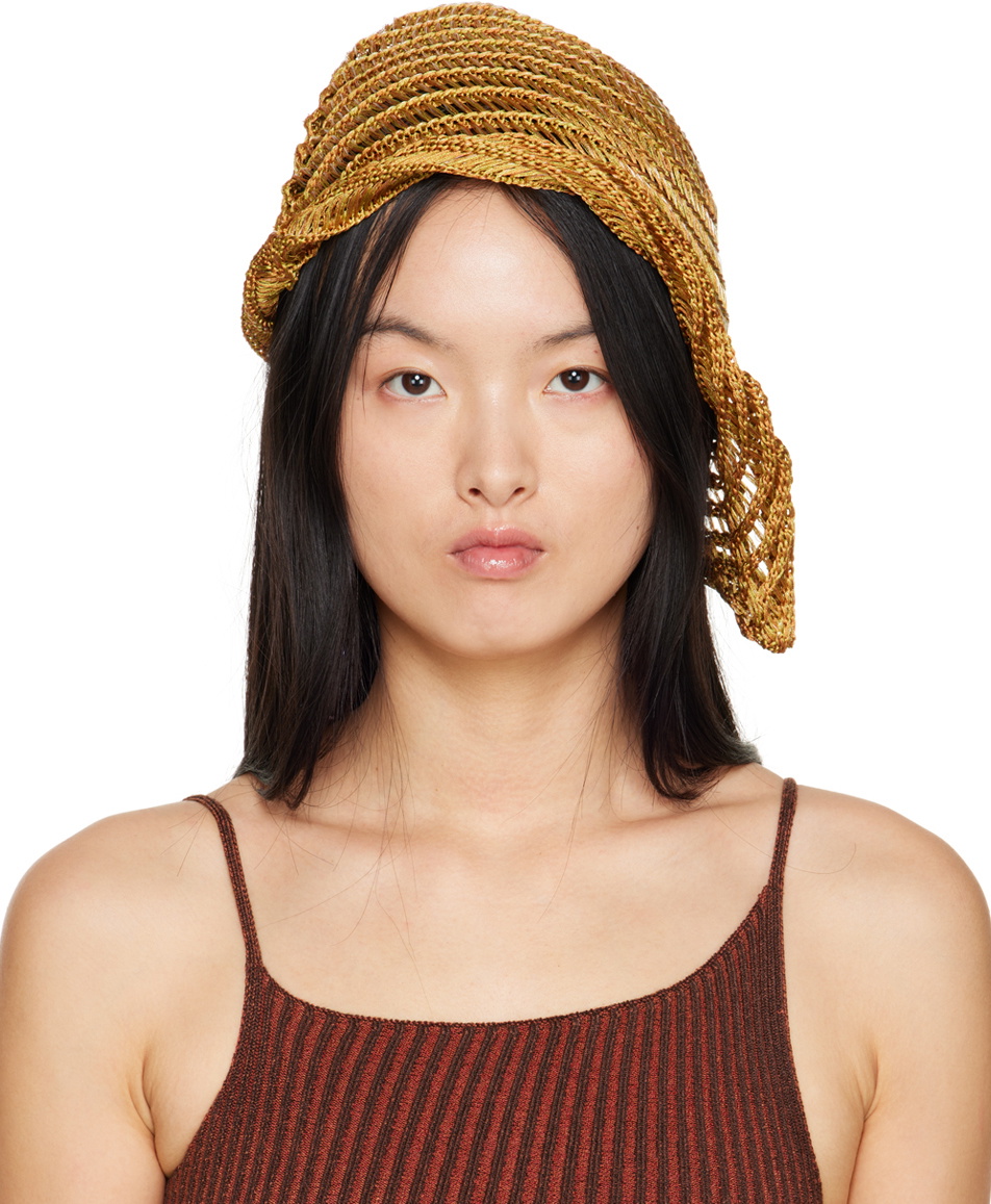 Isa Boulder Tan Asymmetric Beach Hat Isa Boulder