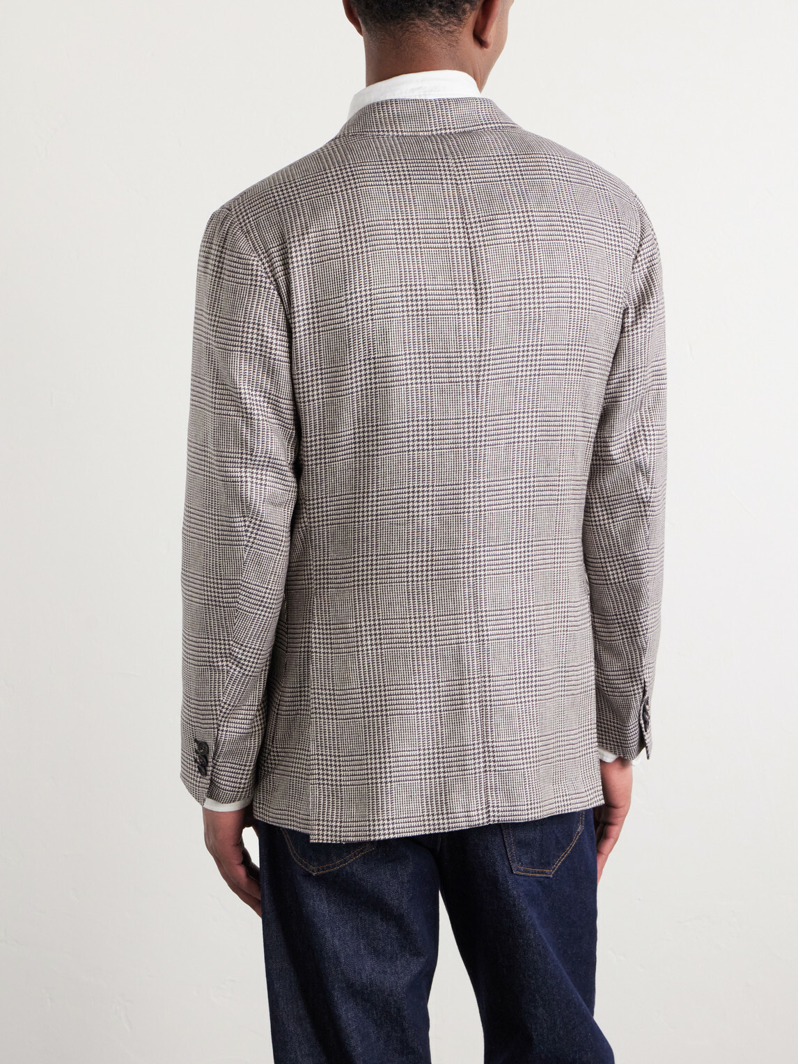 J. Mueser - Wavery Prince of Wales Silk Blazer - Brown