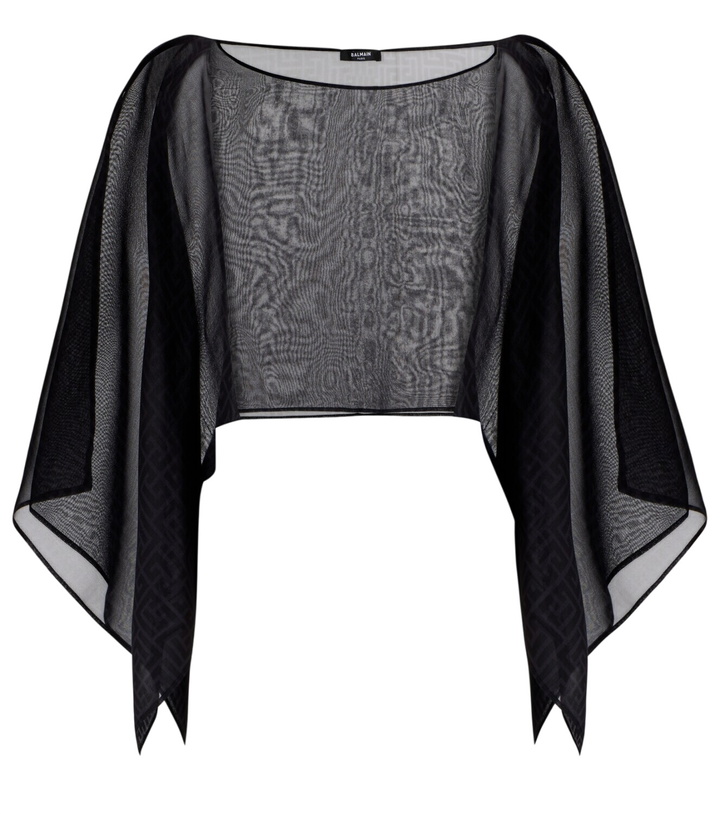 Photo: Balmain Monogram sheer silk crop top