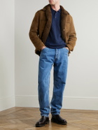 Mr P. - Textured Wool and Camel-Blend Polo Shirt - Blue