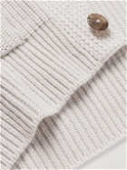 TOM FORD - Shawl-Collar Ribbed Cashmere and Linen-Blend Cardigan - Neutrals