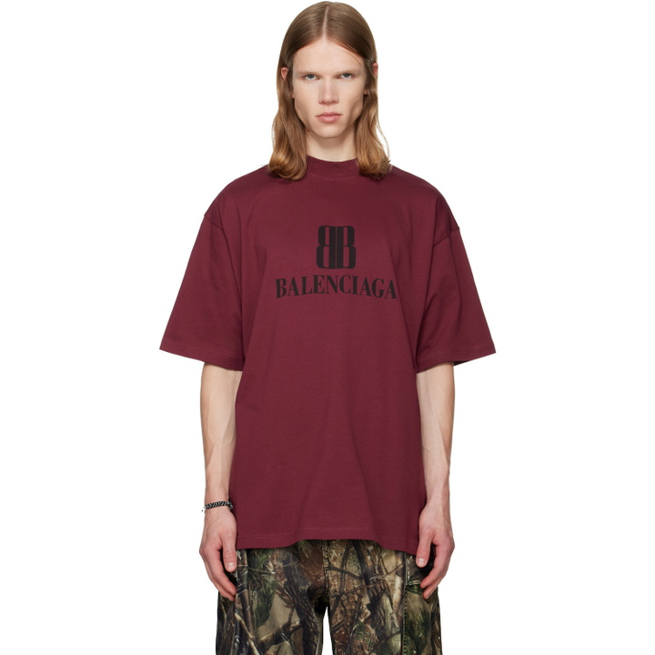 Photo: Balenciaga Burgundy Nano BB Medium Fit T-shirt