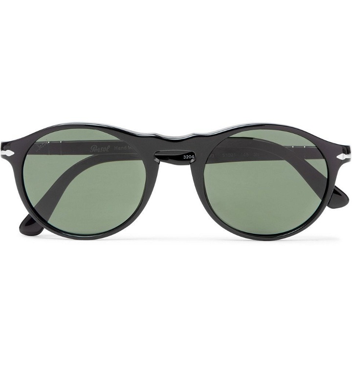 Photo: Persol - Round-Frame Acetate and Silver-Tone Sunglasses - Men - Black