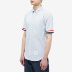 Thom Browne Men's Grosgrain Tricolor Short Sleeve Shirt in Medium Grey