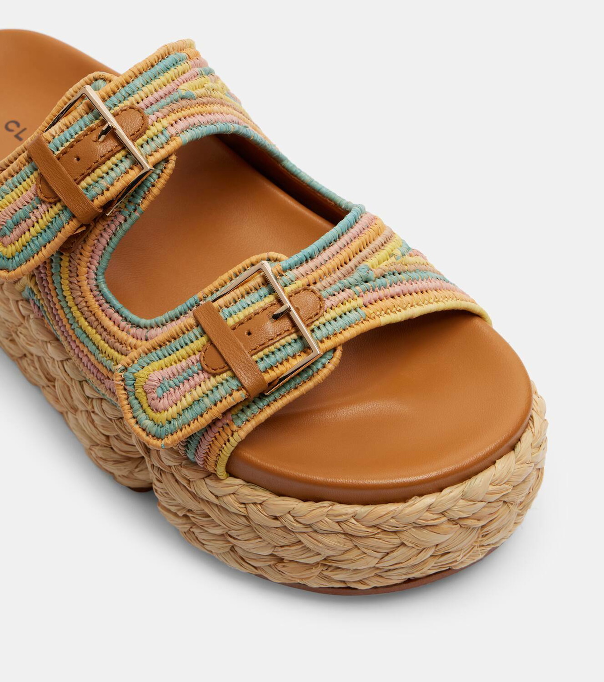 Clergerie Quinie raffia platform slides