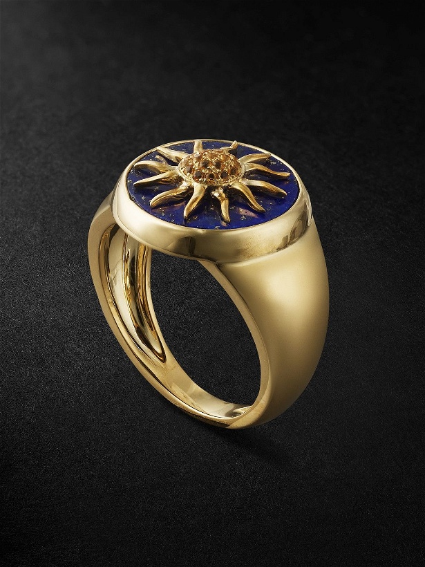 Photo: Yvonne Léon - Chevaliere Soleil Gold, Lapis Lazuli and Citrine Signet Ring - Gold