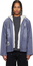 AAPE by A Bathing Ape Blue Hooded Button Down Jacket