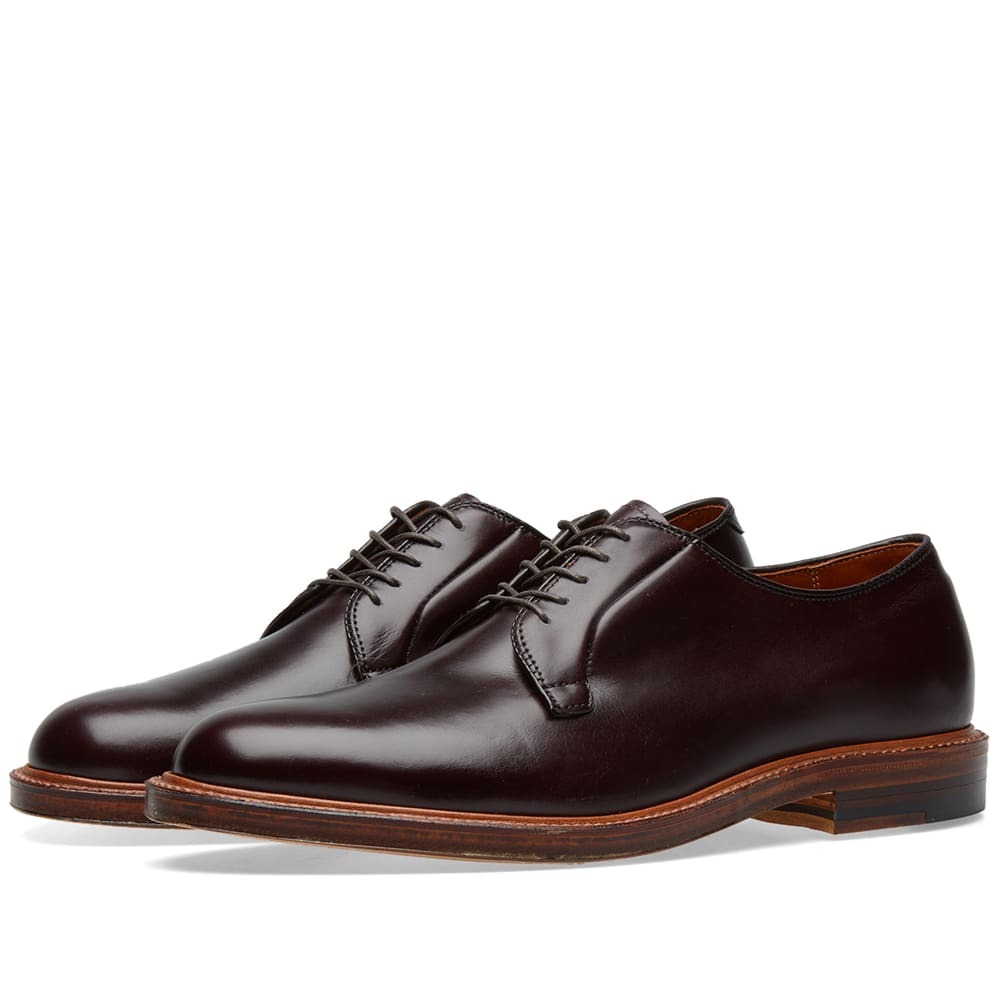 Photo: Alden Shoe Company Men's Alden Plain Toe Blucher in Burgundy Calfskin Antique Welt