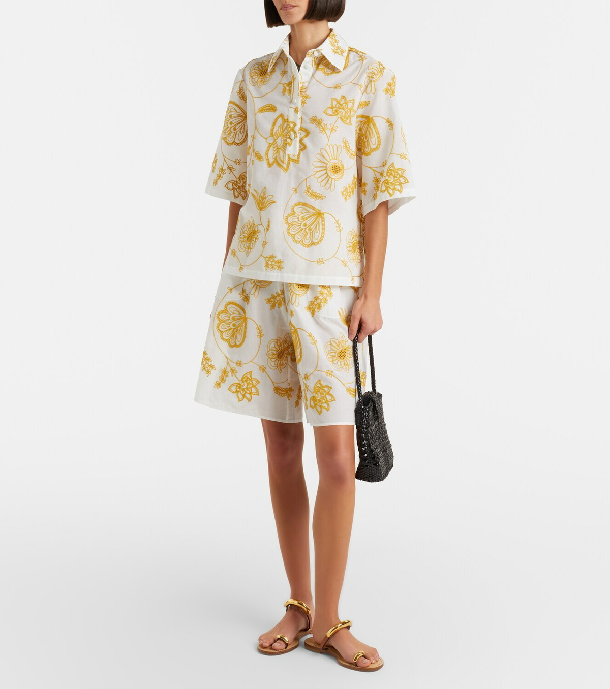 Eres Chandra embroidered cotton-blend Bermuda shorts