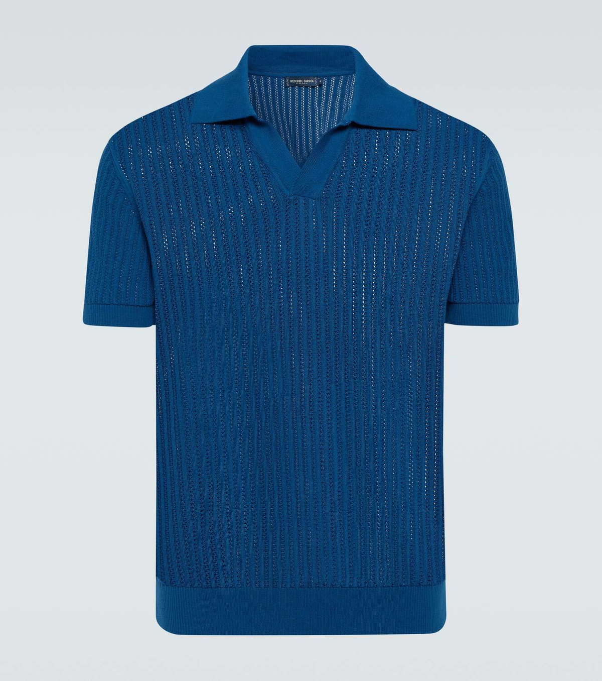 Ribbed-knit cotton polo shirt