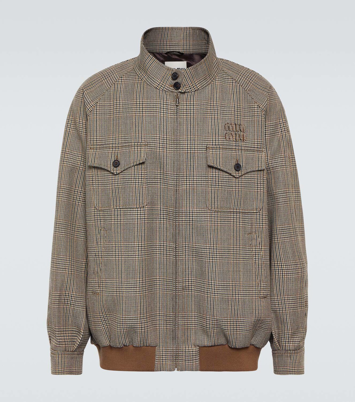 Miu Miu Prince of Wales wool blouson jacket Miu Miu