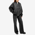 Meotine Women's Bianca Leather Bomber Jacket in Black