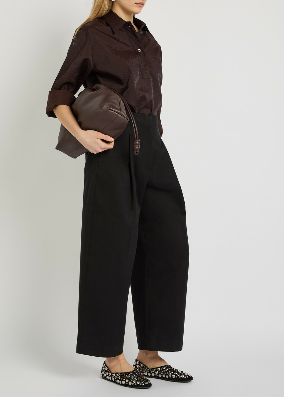 Studio Nicholson Peached Wide-leg Cotton-twill Trousers Black