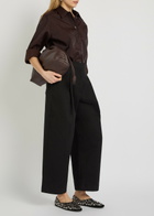 Studio Nicholson Peached Wide-leg Cotton-twill Trousers Black