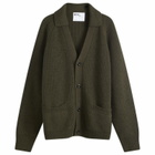 MHL by Margaret Howell Men's Collared Knit Cardigan in Dark Olive