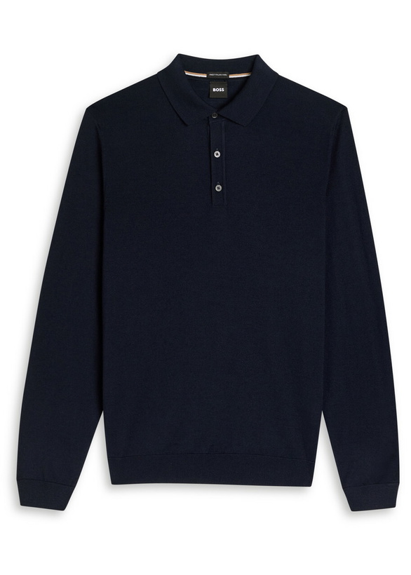 Photo: Boss Lancione Wool Polo Jumper Navy