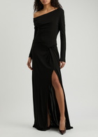 16 Arlington Polyta Draped Jersey Gown Black