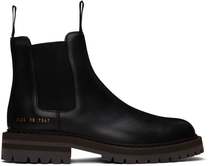 Photo: Common Projects Black Leather Chelsea Boots