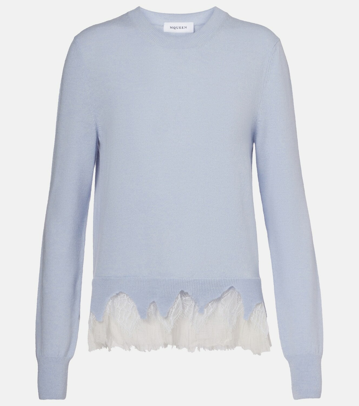 McQueen Lace-trimmed wool and cashmere sweater