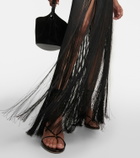 Stouls Shanghai fringed leather maxi skirt