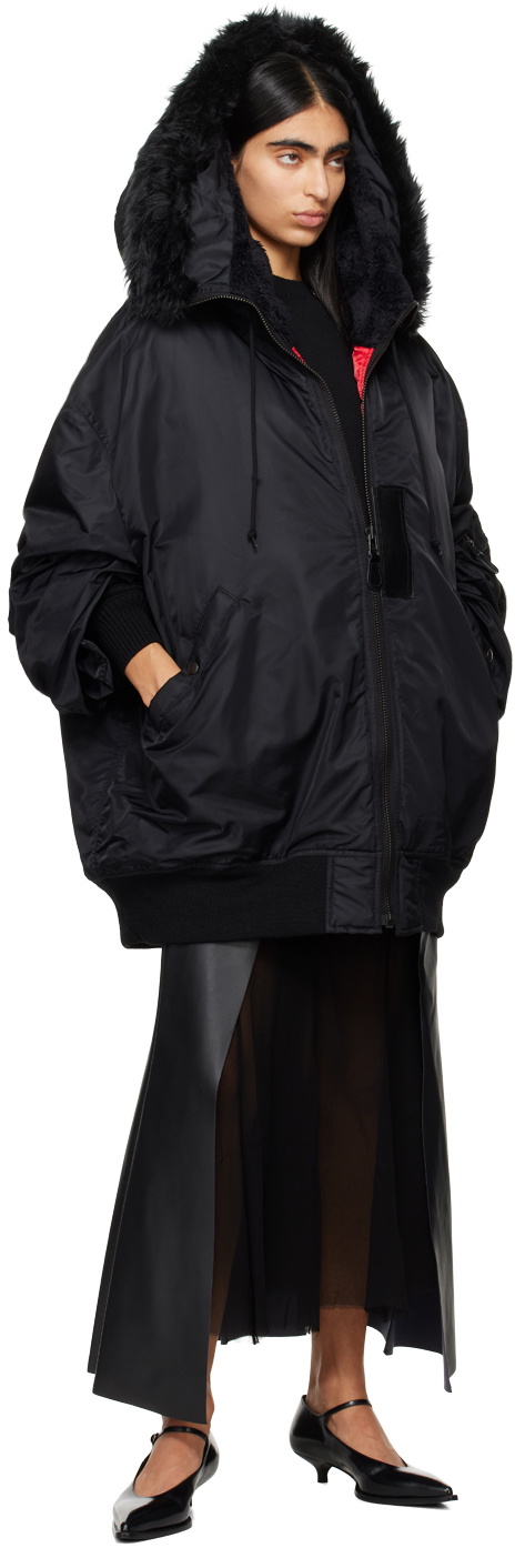 Junya Watanabe Black Nylon & Faux Fur Jacket Junya Watanabe