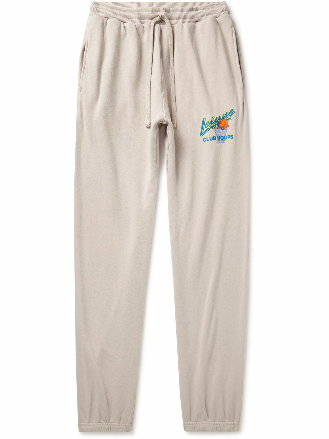 Photo: Pasadena Leisure Club - Club Hoops Tapered Logo-Print Cotton-Jersey Sweatpants - Neutrals