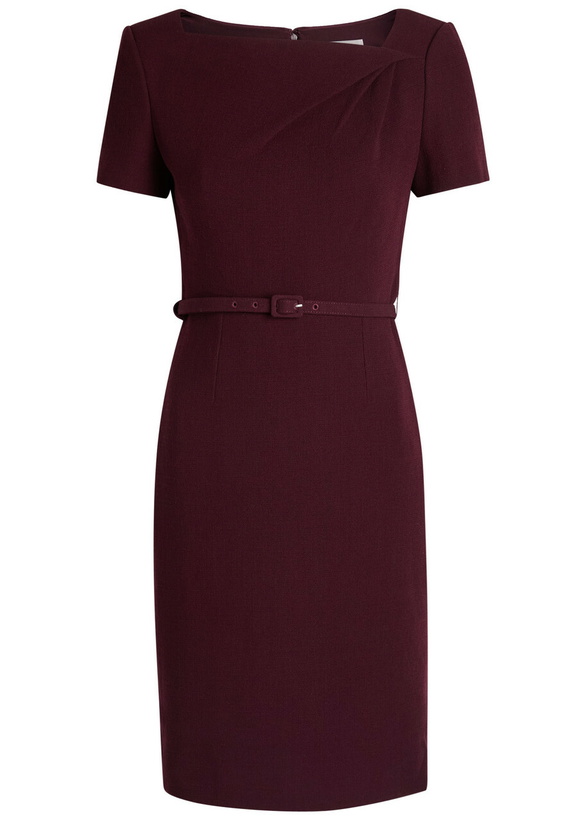 Photo: Roland Mouret Belted Wool-crepe Dress Burgundy