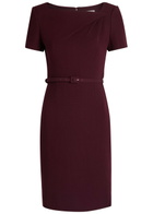 Roland Mouret Belted Wool-crepe Dress Burgundy