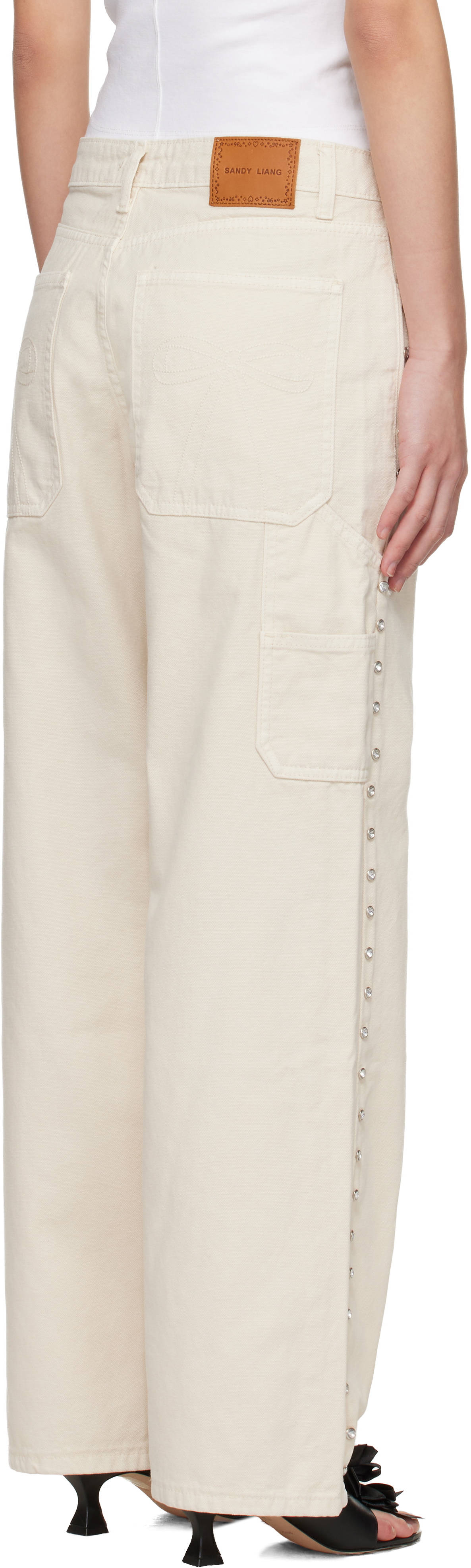 Sandy Liang Off-White Dixie Cargo Pants
