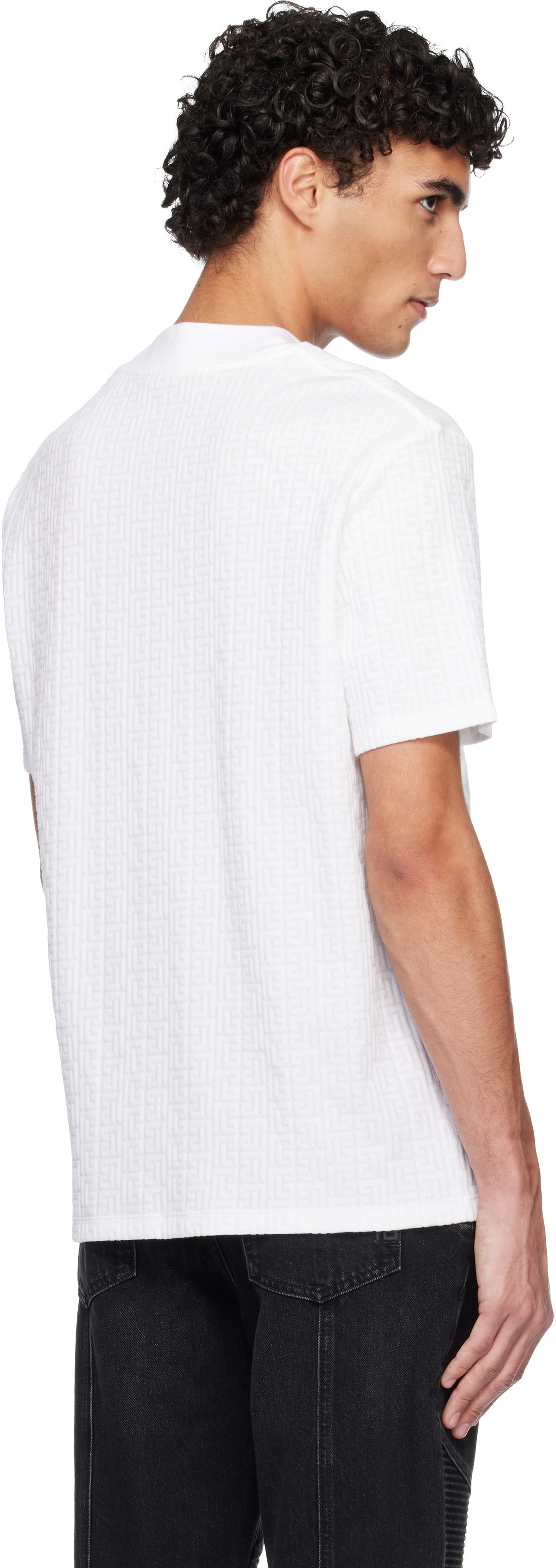 Balmain White Monogram Sponge T-shirt