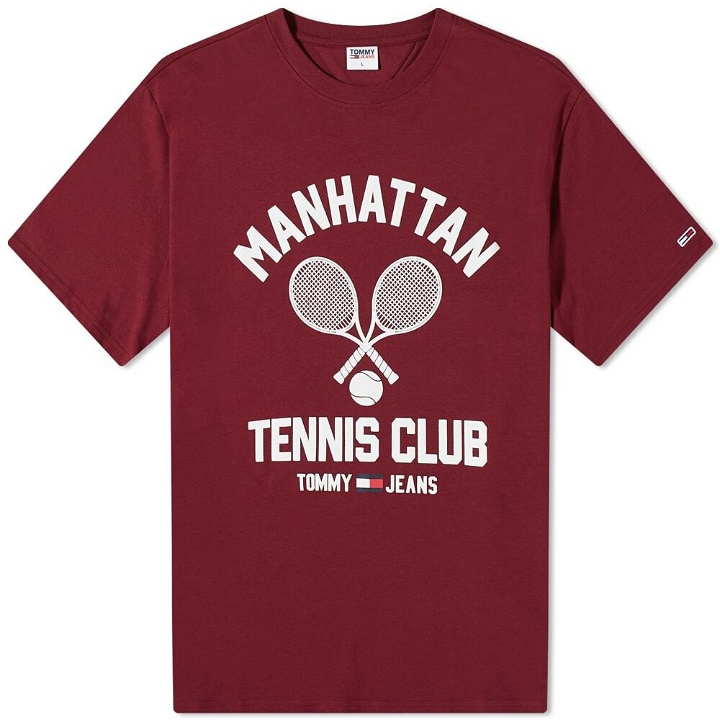 Photo: Tommy Jeans Men's Classic Tennis Vintage T-Shirt in Burgundy