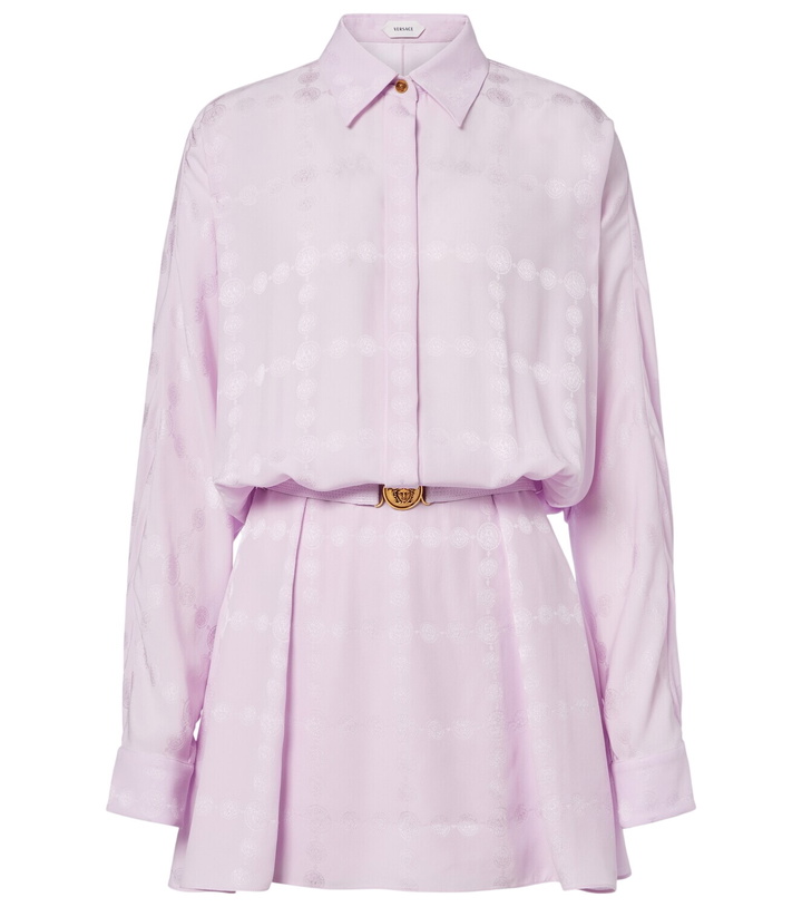 Photo: Versace Medusa silk crêpe satin shirt dress