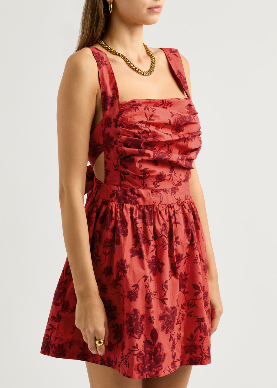 Free People Meet Me In Maui Stretch-cotton Mini Dress Red