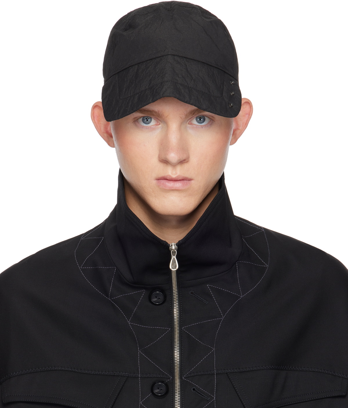 帽子 carnet archive COATED HORSESHOE CRAB CAP Black Handcoated Horseshoe Crab Cap by CARNET-ARCHIVE on Sale