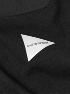 And Wander - Embellished Logo-Print Poplin-Trimmed Cotton-Jersey T-Shirt - Black