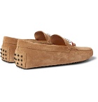 Tod's - Gommino Leather-Trimmed Suede Driving Shoes - Men - Sand