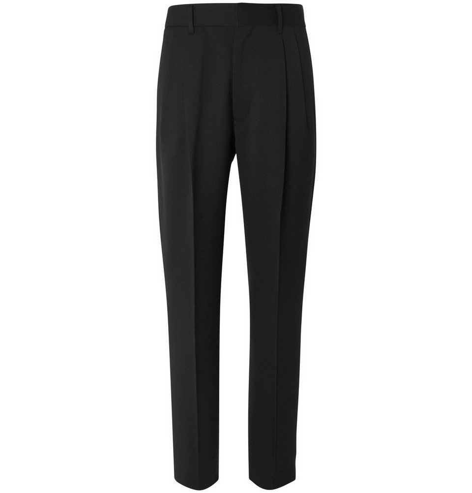 The Row - Black Eric Pleated Virgin Wool Trousers - Black