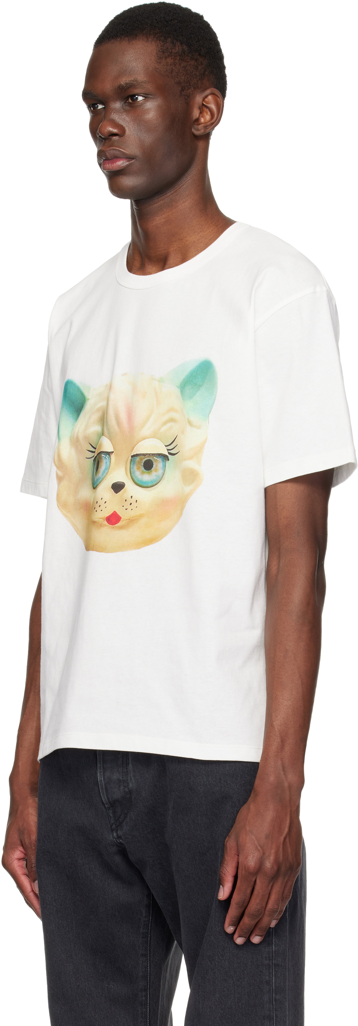 Valentino White Cotton 'Le Chat De La Maison' Print T-shirt