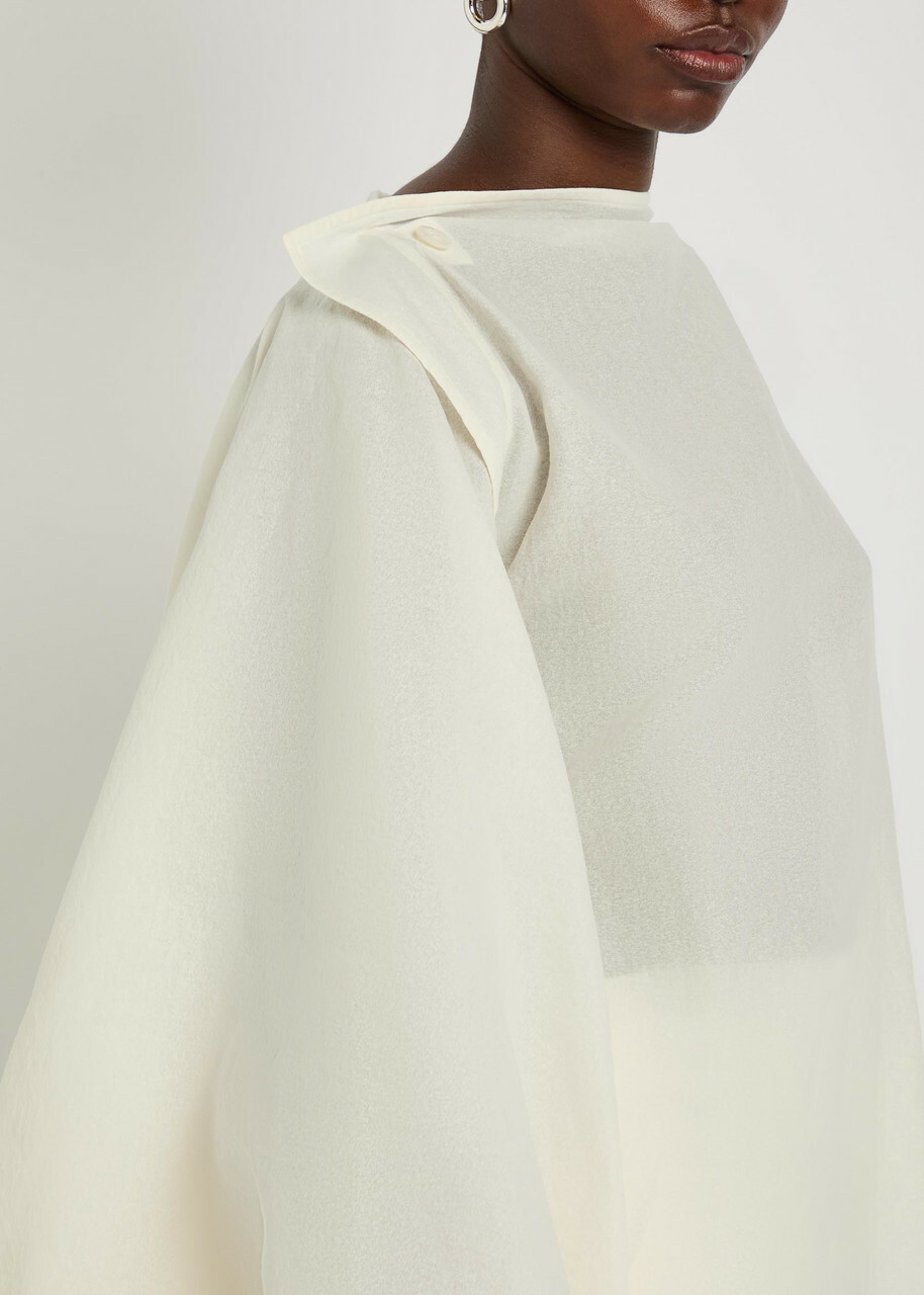 Issey Miyake All Squares Cape-effect Asymmetric Paper-blend top White