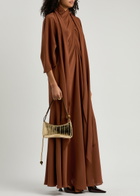 Petar Petrov The Ghost Who Walks Draped Silk Maxi Dress Brown