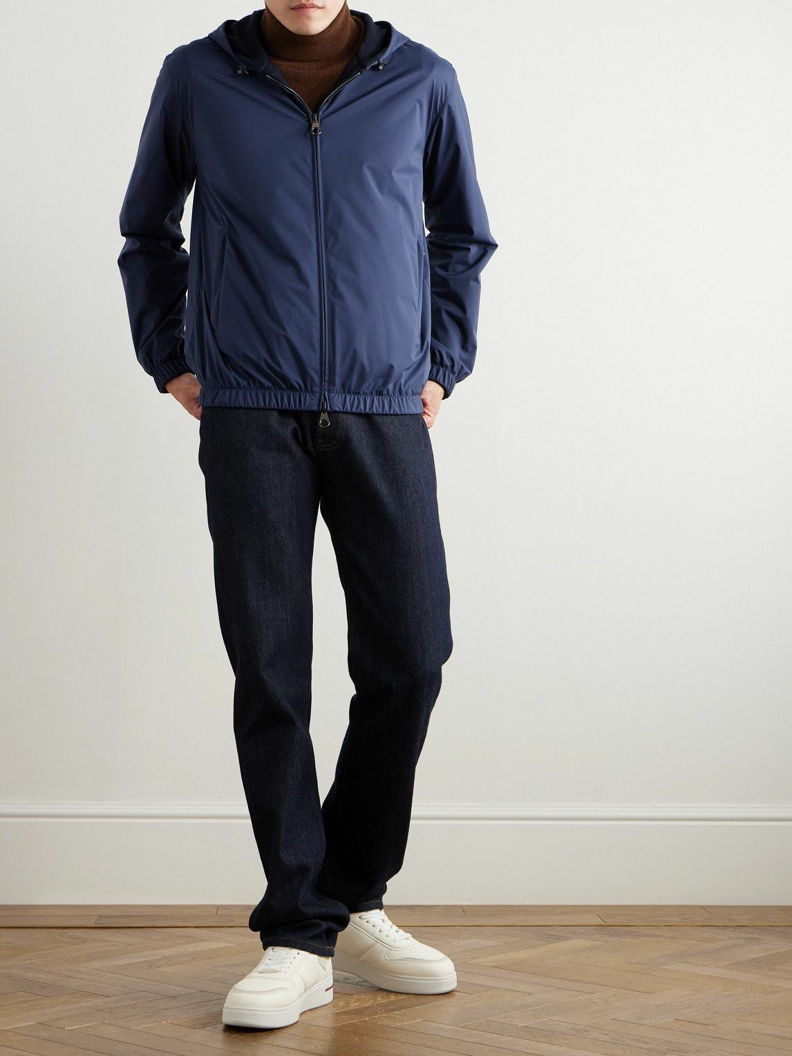 Loro Piana 青色 ブルゾン Loro Piana Cobalt Blue Rain System Windbreaker