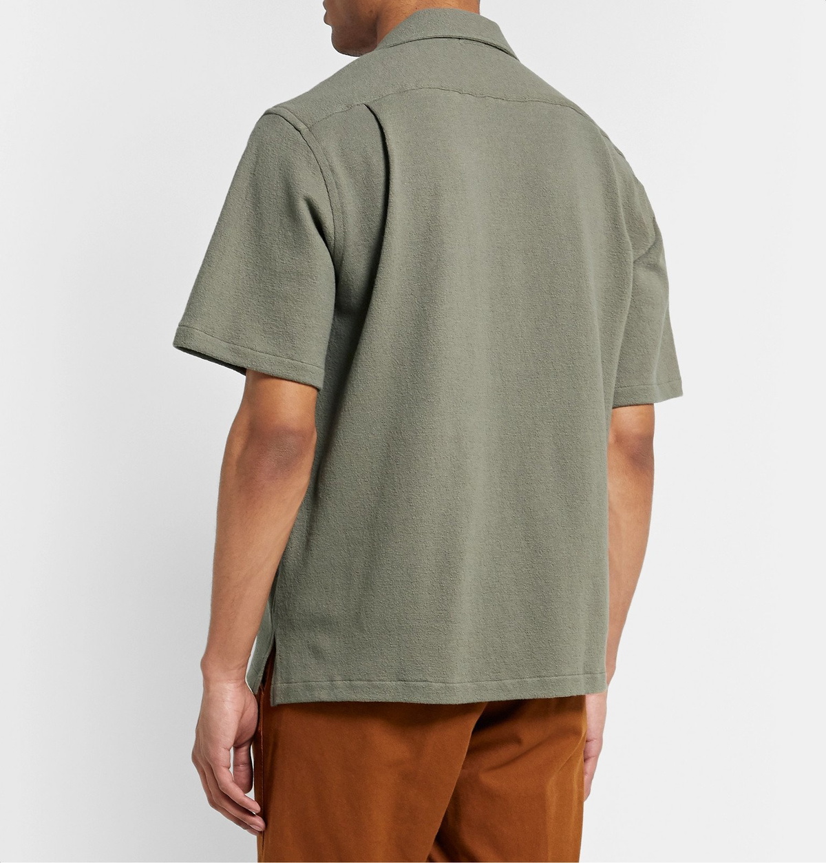 Camoshita - Skipper Camp-Collar Cotton-Terry Shirt - Green