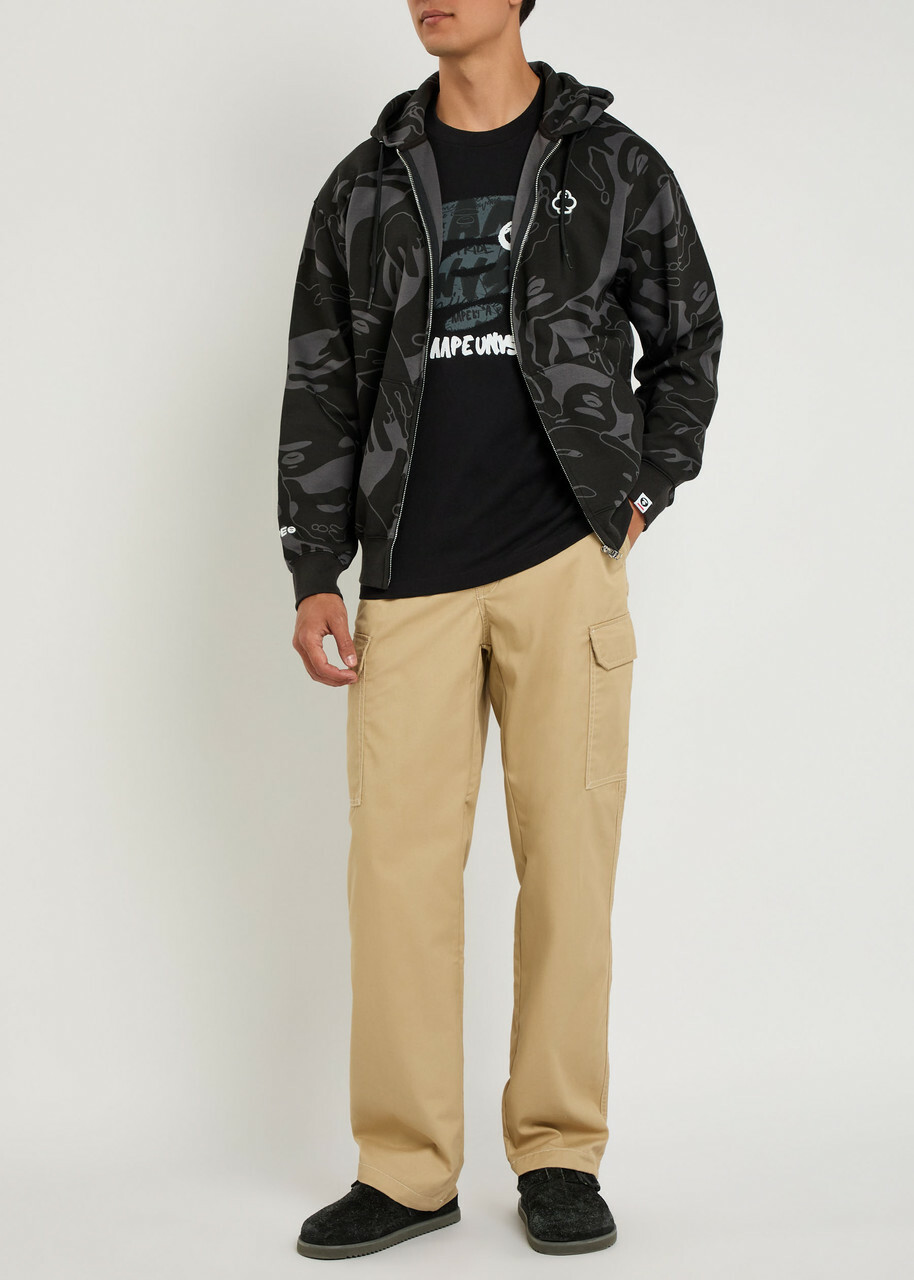Aape Camo Hooded Cotton-blend Sweatshirt Black