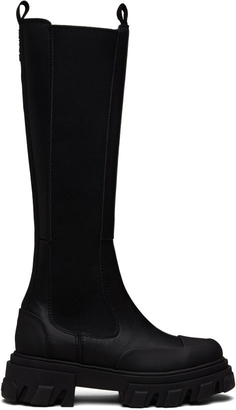 Photo: GANNI Black Cleated Tall Chelsea Boots